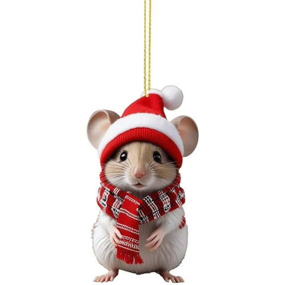 PEIBang Christmas Mice Ornaments Christmas Tree Ornaments,3.15 Inch Mini Winter Mouse Figurines,Animal Crafts for Indoor Home Decorations Party Supplies