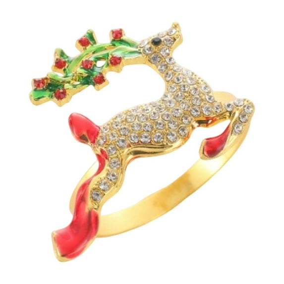PEIBang Christmas Napkin Rings Napkin Holder Rings,Wreath Bow Tree Reindeer Design for Holiday Party Dinner Table Decoration