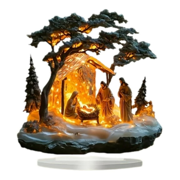PEIBang Christmas Nativity Scene Decoration,Acrylic Holiday Decoration,Xmas Gifts Collectibles for Christmas Tabletop Decoration