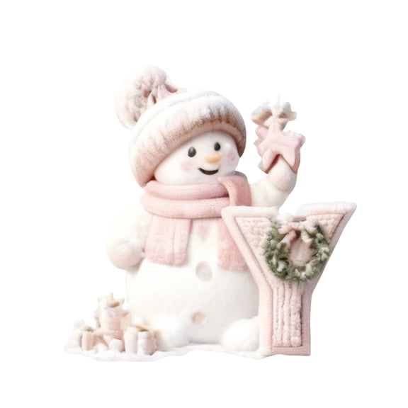 PEIBang Christmas Ornaments,Initial Letter Snowman Christmas Decorations,2D Flat Acrylic Xmas Tree Ornaments for Wedding Holiday Pendants