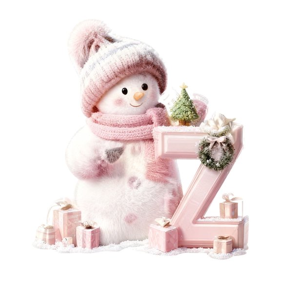 PEIBang Christmas Ornaments,Initial Letter Snowman Christmas Decorations,2D Flat Acrylic Xmas Tree Ornaments for Wedding Holiday Pendants