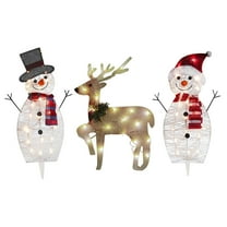 PEIBang Christmas Outdoor Decoration,3Pcs Lighted Reindeer Snowman Christmas Decoration,Outdoor Christmas Decorations for Yard Patio Lawn Garden Party