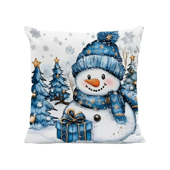 PEIBang Christmas Pillow Covers,18 Inch Square Xmas Snowman Decorative Throw Pillows,Winter Cushion Cases for Sofa Couch Home Decor