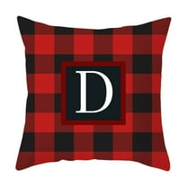 PEIBang Christmas Pillowcase,Red and Black Buffalo Plaid Throw Pillow Covers,Farmhouse Decorative Throw Pillow Case Initial Cushion Cover Pillowcase for Sofa Couch Bed