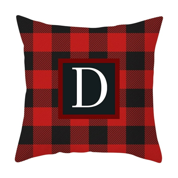 PEIBang Christmas Pillowcase,Red and Black Buffalo Plaid Throw Pillow Covers,Farmhouse Decorative Throw Pillow Case Initial Cushion Cover Pillowcase for Sofa Couch Bed