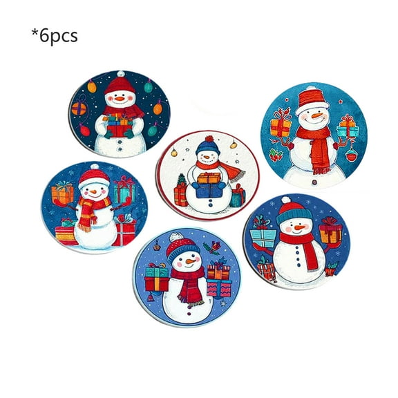 PEIBang Christmas Placemats Set of 6,Dining Table Mats Round Heat Resistant Placemats for Holiday Party Dinner Home Kitchen Decor