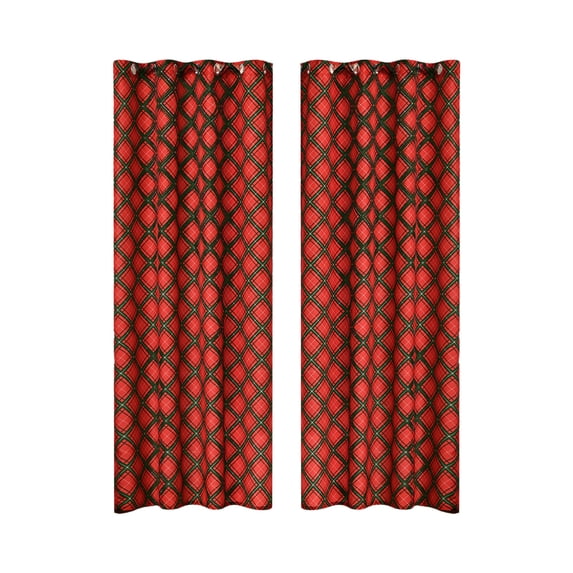 PEIBang Christmas Plaid Curtains,Red Curtain Farmhouse Xmas Window Drapes for Living Room Bathroom Home Decoration