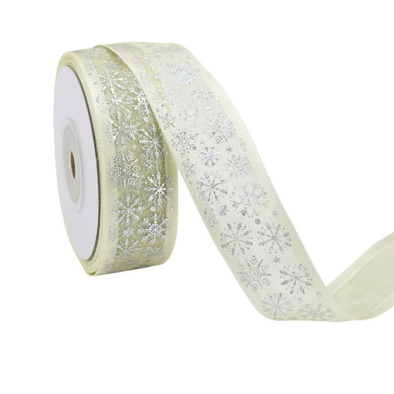 PEIBang Christmas Ribbon for Christmas Tree Decoration,Snowflake Wired Ribbon for Christmas Home Decoration,Gift Wrapping,Bow Making,Wreath Crafts
