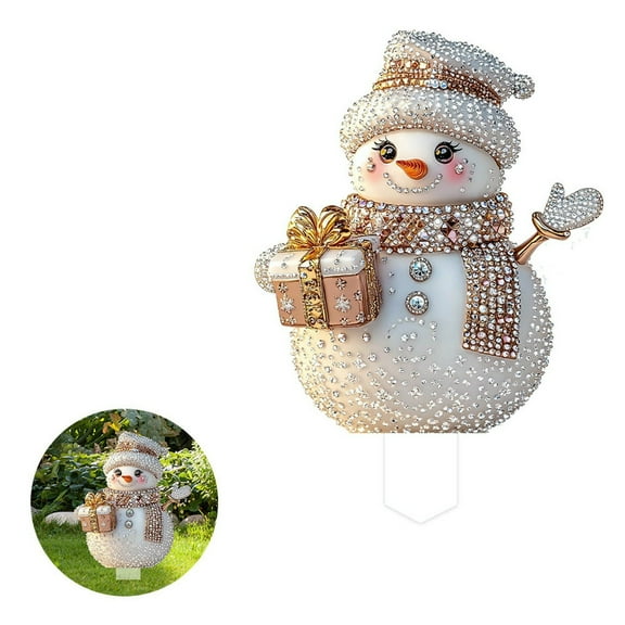 PEIBang Christmas Snowman Garden Stakes Outdoor Christmas Decorations,Acrylic Yard Signs with Stakes for Garden Lawn Patio Decor