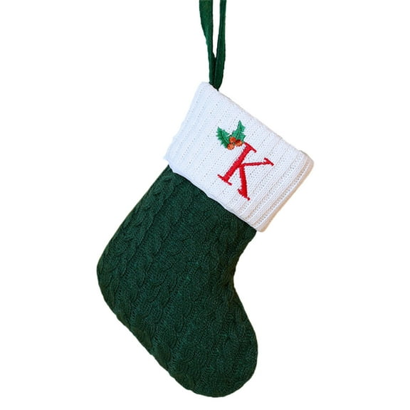 PEIBang Christmas Stockings with Initial,Small Embroidered Christmas Stocking,Letter Monogram Hanging Xmas Stockings for Christmas Tree Fireplace Decoration