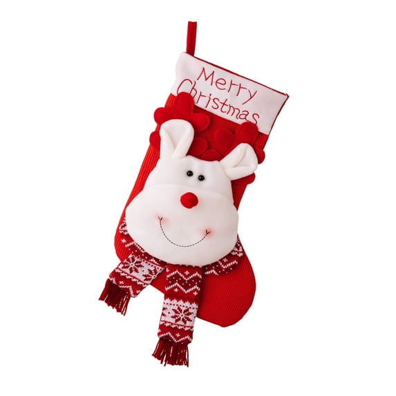 PEIBang Christmas Stockings,Large Vintage Christmas Stockings with Reindeer for Family Holiday Fireplace Hanging Decorations