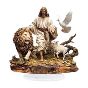 PEIBang Christmas Tabletop Decoration,Acrylic Christmas Religious Desktop Decor,Christmas Table Centerpieces for Holiday Shelf Mantle Decor