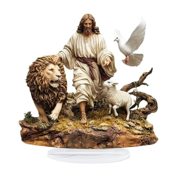 PEIBang Christmas Tabletop Decoration,Acrylic Christmas Religious Desktop Decor,Christmas Table Centerpieces for Holiday Shelf Mantle Decor