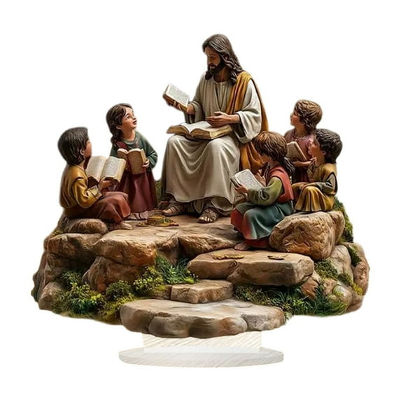 PEIBang Christmas Tabletop Decoration,Acrylic Christmas Religious Desktop Decor,Christmas Table Centerpieces for Holiday Shelf Mantle Decor