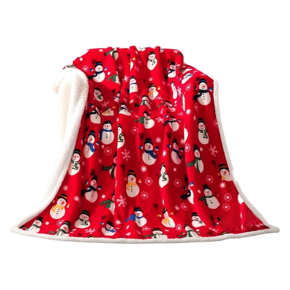 PEIBang Christmas Throw Blanket,Soft Warm Cozy Fleece Winter Throw,Holiday Blanket with Snowman Design for Home Decor,39x51 Inches