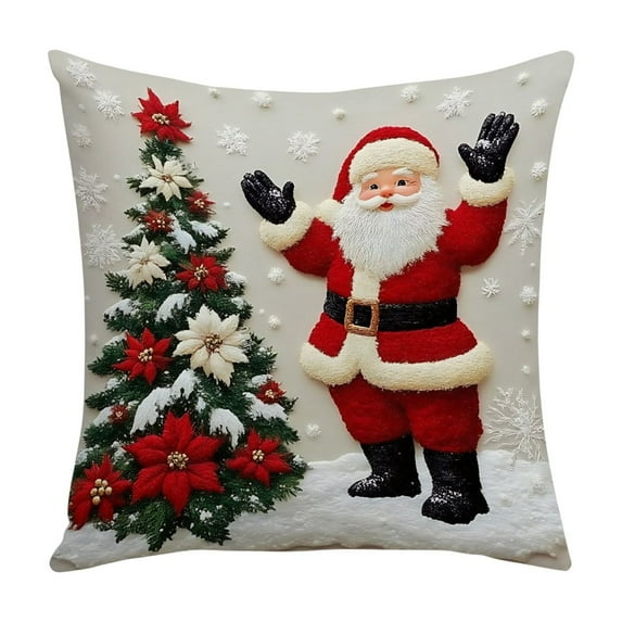 PEIBang Christmas Throw Pillow Covers,18 Inch Vintage Snowman Santa Deer Pillow Cases,Decorative Pillowcover for Couch Sofa Living Room
