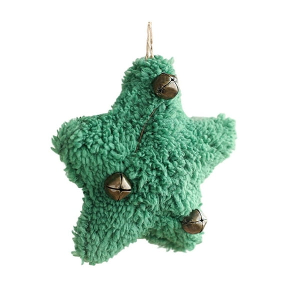 PEIBang Christmas Tree Ornaments,Rustic Fabric Star Decor with Bell,Farmhouse Christmas Tree Hanging Ornaments for Home Decor