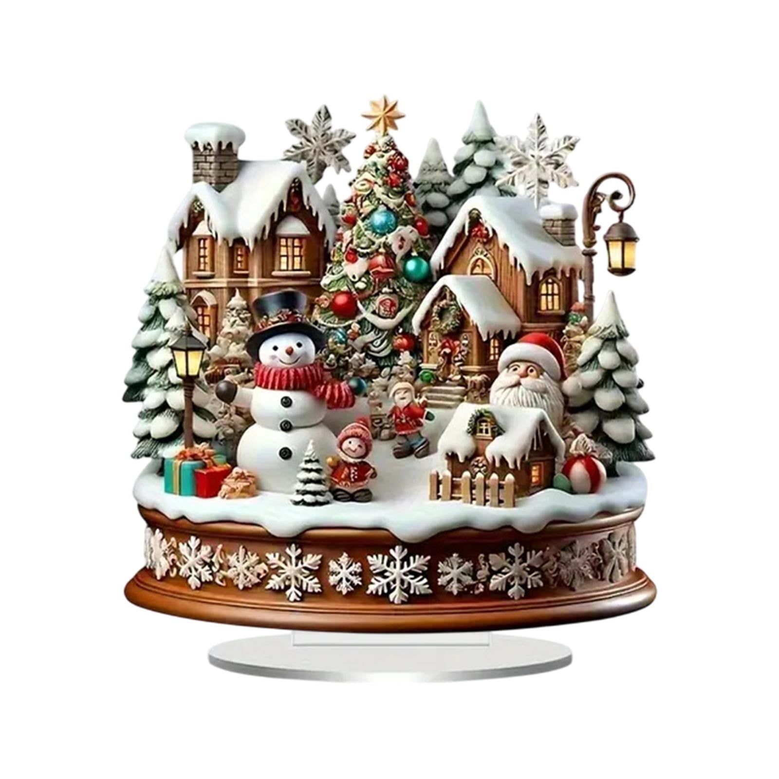PEIBang Christmas Village House Tabletop Decoration,2D Acrylic House Desktop Decor Christmas Table Centerpiece for Home Office