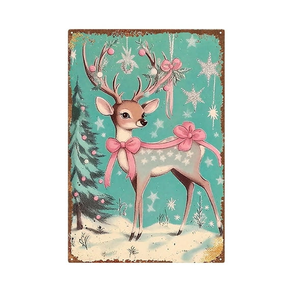 PEIBang Christmas Wall Decor,Vintage Metal Christmas Wall Plaque Sign for Home Front Door Porch Indoor Outdoor Decor,8x12 Inch