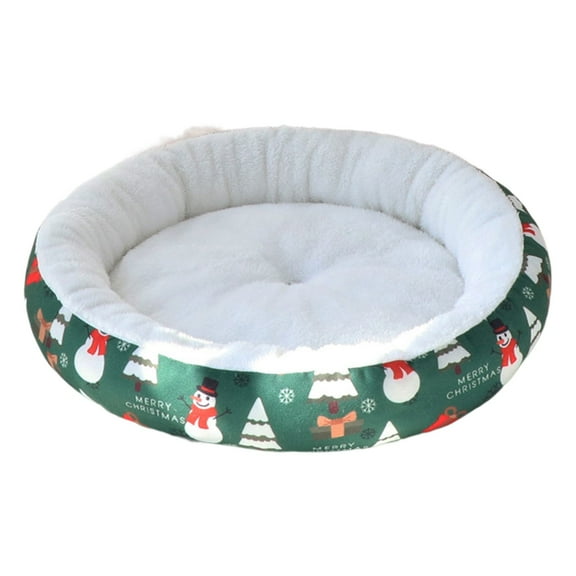 PEIBang Christmas Washable Pet Bed Round Cat and Dog Cushion Bed,13.8 Inch Pet Bed Portable Cats Sleep Supplies for Small Medium Pet