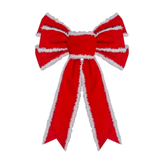 PEIBang Christmas Wreath Bow Vintage Red Wreath Bow Golden Edged Red Velvet Tree Topper Ornament for Home Decorations Party Supplies