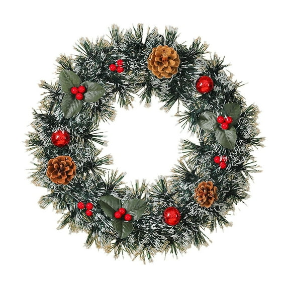 PEIBang Christmas Wreaths for Front Door,14 Inch Christmas Wreath with Pinecones Red Berries for Outdoor Indoor Holiday Home Decoration