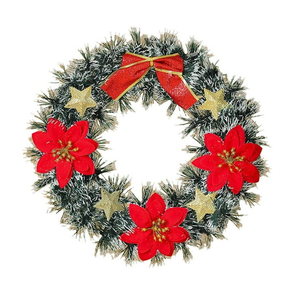 PEIBang Christmas Wreaths for Front Door,14 Inch Christmas Wreath with Poinsettia Bows for Outdoor Indoor Holiday Home Decoration