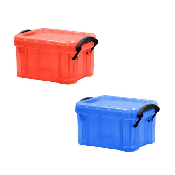 PEIBang Clear Plastic Storage Box Set of 2,Portable Jewelry Container with Locking Lid Stackable Tool Storage Box for Household Use