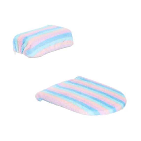 PEIBang Colorful Toilet Lid Covers and Tank Cover Set,Soft Plush Tank Lip Covers Machine Washable for Bathroom Decoration Accessories