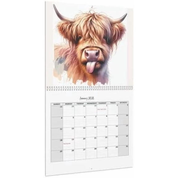 PEIBang Cows Calendar 2026,Animal Wall Calendar,2026-2027 Calendar,Wall Calendar Cows,Thick Sturdy Paper for Calendar Organizing and Planning