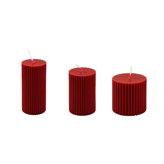 PEIBang Decorative Pillar Candles Set of 3,Rustic Pillar Candle,Red Scented Dripless Candles for Valentines Day Wedding Home Decor