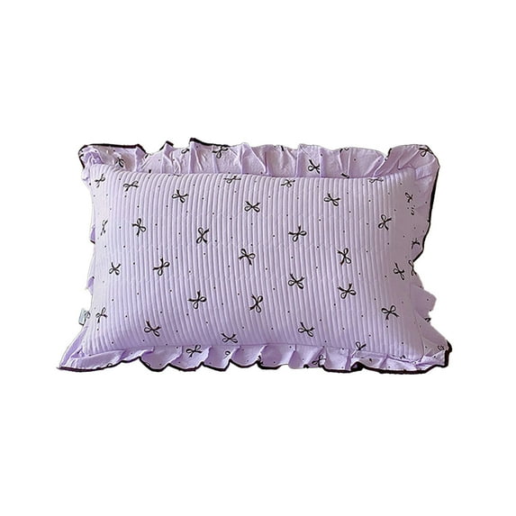 PEIBang Double Layers Muslin Pillowcase,Vintage Bowknot Print Pillow Case Ruffled Pillow Cover for Bed Couch Sofa Home Decorations