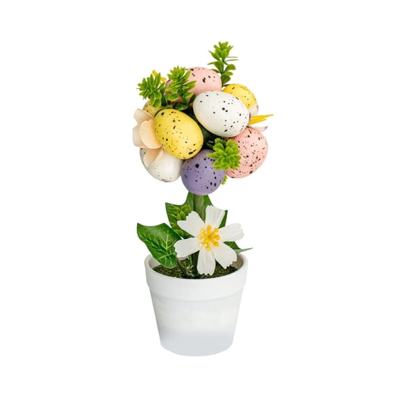 PEIBang Easter Artificial Egg Picks with Pot Table Centerpiece,Easter Sprays with Eggs Plants for Spring Home Decor
