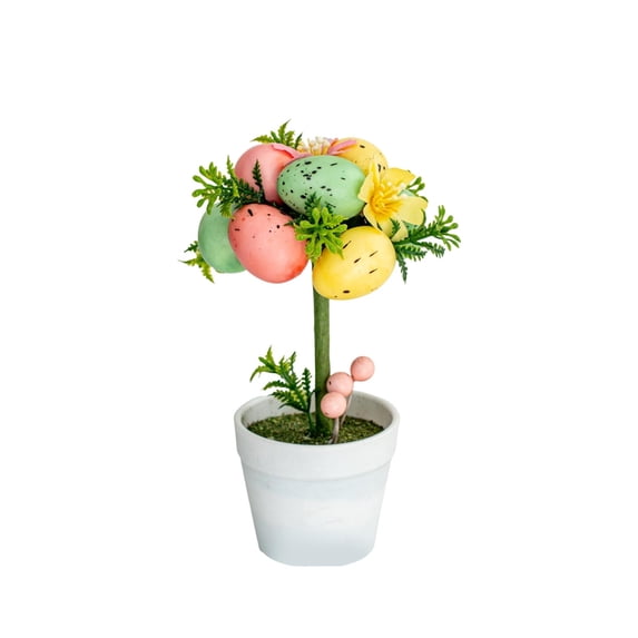 PEIBang Easter Artificial Egg Picks with Pot Table Centerpiece,Easter Sprays with Eggs Plants for Spring Home Decor