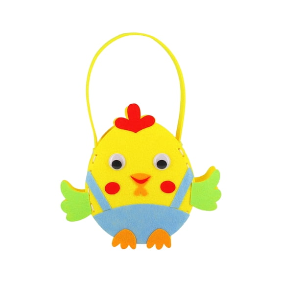 PEIBang Easter Basket Craft Kit,Easter Bucket with Handle Felt Chick Treat Bags for Egg Hunt Party Favors Gifts Wrapping