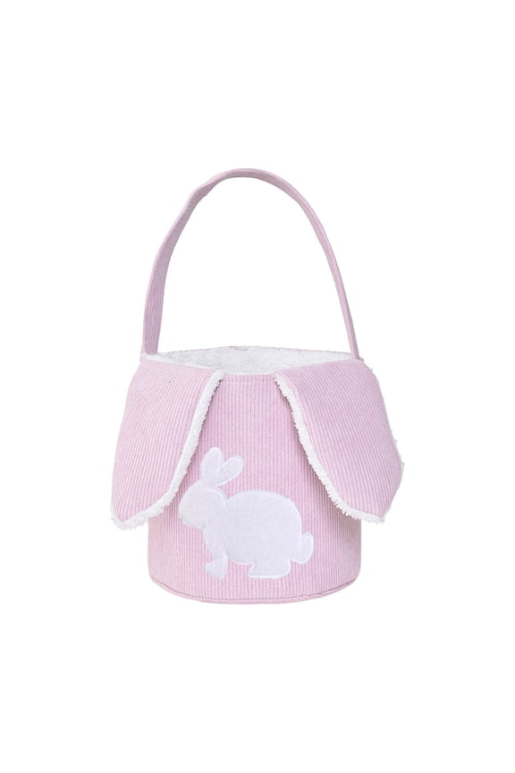 Easter Basket with Handle,Easters Egg Hunt Bunny Baskets,Easter Tote Bucket with Cute Bunny Ears for Easters Eggs Hunting,Gifts Candies Favors Storage