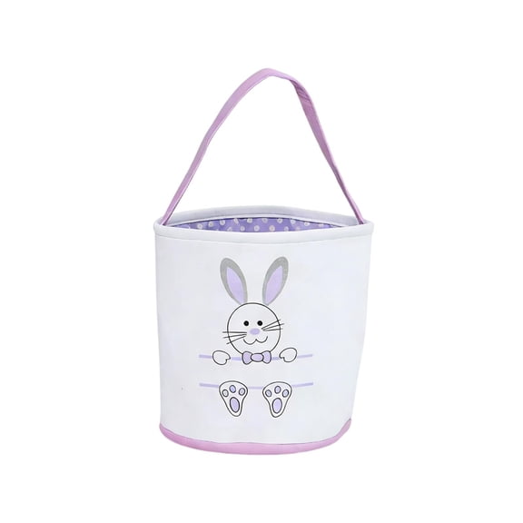 PEIBang Easter Bunny Basket,Rabbit Bucket Bag with Handles,Reusable Egg Hunting Treat Goody Tote Bags for Party Favor Supplies