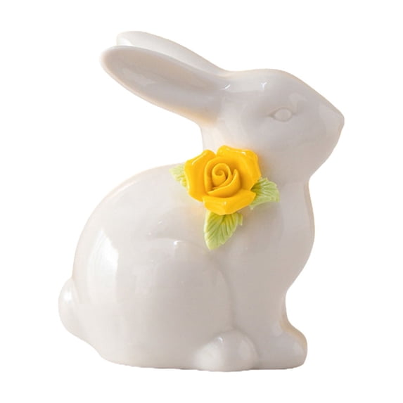 PEIBang Easter Bunny Decorations,Ceramic Rabbit Figurine Decor Vintage Bunny Figurine for Spring Easter Modern Home Decor,Living Room Bedroom Office Desktop