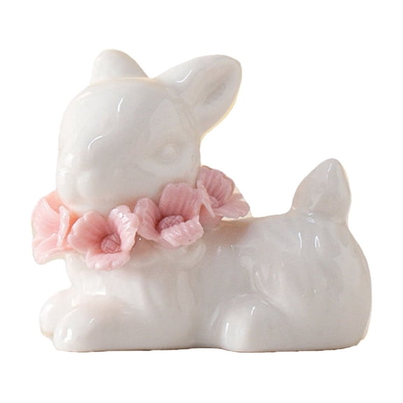 PEIBang Easter Bunny Decorations,Ceramic Rabbit Figurine Decor Vintage Bunny Figurine for Spring Easter Modern Home Decor,Living Room Bedroom Office Desktop