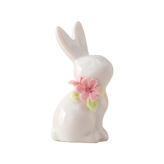 PEIBang Easter Bunny Decorations,Ceramic Rabbit Figurine Decor Vintage Bunny Figurine for Spring Easter Modern Home Decor,Living Room Bedroom Office Desktop