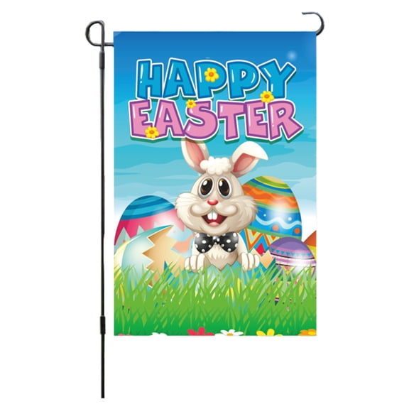 PEIBang Easter Bunny Garden Flag,12x18 Inch Floral Rabbit Double Sided Yard Sign for Spring Holiday Garden Home Decoration