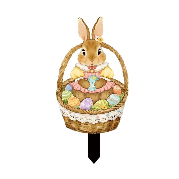 PEIBang Easter Decorations Yard Stakes Sign,Easter Bunny Egg Stake,Happy Easter Holiday Outdoor Garden Yard Lawn Decor