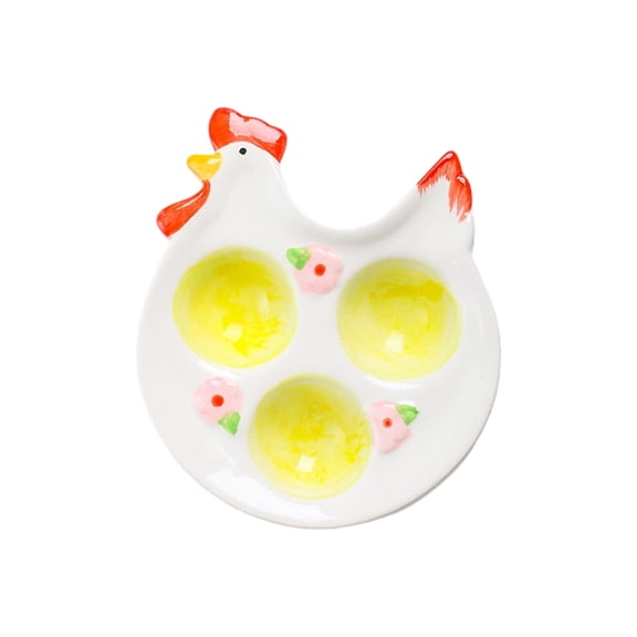 PEIBang Easter Egg Cup Holder,Adorable Chick Ceramic Egg Cups for Soft Boiled Eggs,Easter Chick Plate Egg Serving Tray for Indoor Easter Decorations