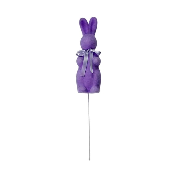 PEIBang Easter Flocked Bunnies Picks,Faux Rabbit Picks Decorative Spring Stems for Easter Basket,Bouquets,Floral Arrangement,Centerpiece,Wreath