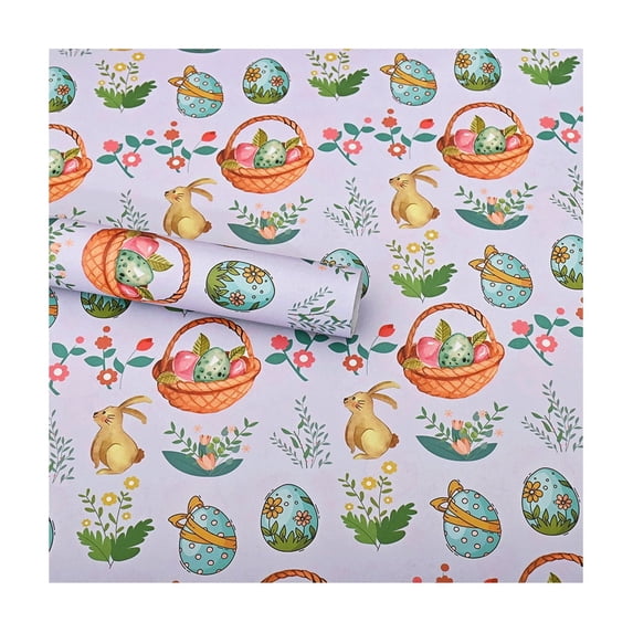PEIBang Easter Wrapping Paper Sheets,Spring Gift Wrap Paper with Flower Bunny Egg Patterns for Easter Spring Party Gifts,27x19 Inch