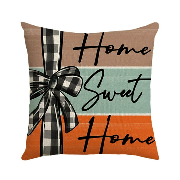 PEIBang Fall Pumpkin Home Sweet Home Throw Pillow Covers,18 x 18 Inch Autumn Grateful Blessed Harvest Floral Decorations for Sofa Couch