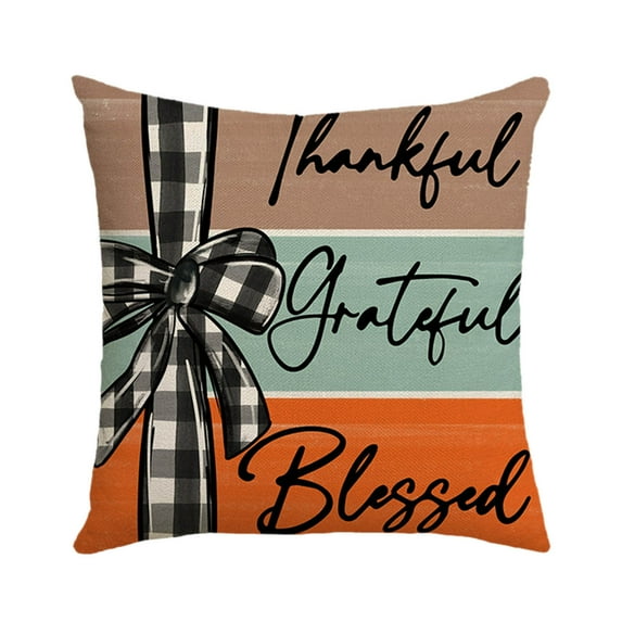 PEIBang Fall Pumpkin Home Sweet Home Throw Pillow Covers,18 x 18 Inch Autumn Grateful Blessed Harvest Floral Decorations for Sofa Couch