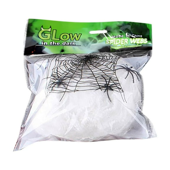 PEIBang Glow in Dark Halloween Spider Web Decor 100 ft Stretchy Luminous Fake Cobweb for Indoor Outdoor Party Yard Window Haunted House Decoration