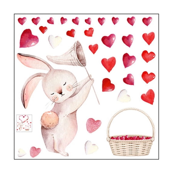 PEIBang Glow in The Dark Heart Stickers,Rabbit Luminous Wall Decals for Ceiling and Walls,Adhesive Hearts for Valentines Home Party Decoration