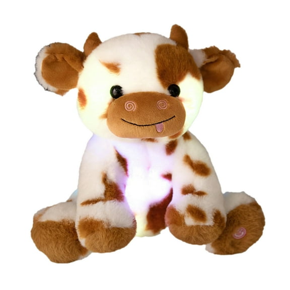 PEIBang Glowing Cow Plush Toy,Night Light Comfort Toy for Sleeping,Soft Light Up Cow Stuffed Animal Toy for Birthday Gifts